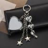 Trendy Folding Mirror Key Holder Bag Charm Keychain Fashion Bag Accessory Travel Key Holder For Women Girls