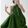 Summer French Neck-hanging Temperament Waist Lazy Wind Holiday Dress Mori White Off-the-shoulder Long Dress