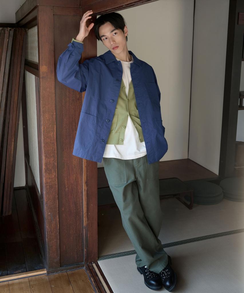 COVERNAT Wide Back Satin Fatigue Pants Olive