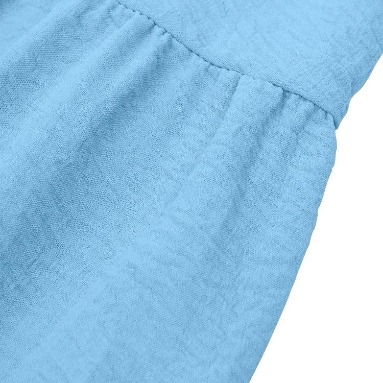 Vestido Feminino de Verão Casual Decote V Slim Cor Sólida Linha A Cintura Alta Camadas Vestidos Longos Primavera Manga Curta Folha de Lótus S-XL