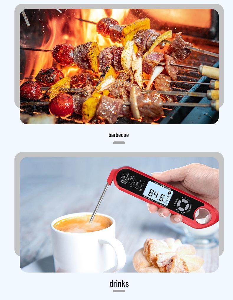Foldable Waterproof Dual Probe BBQ & Meat Cooking Thermometer