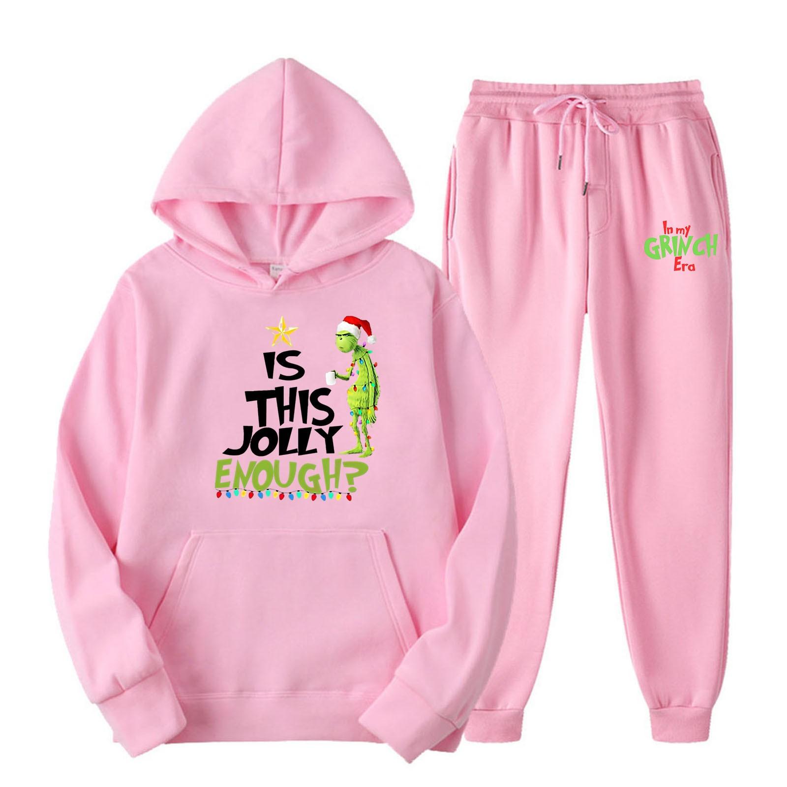 

Женский спортивный спортивный костюм с капюшоном, комплект из двух предметов для бега, пуловер с длинными рукавами, толстовка + спортивные штаны, унисекс L розовый