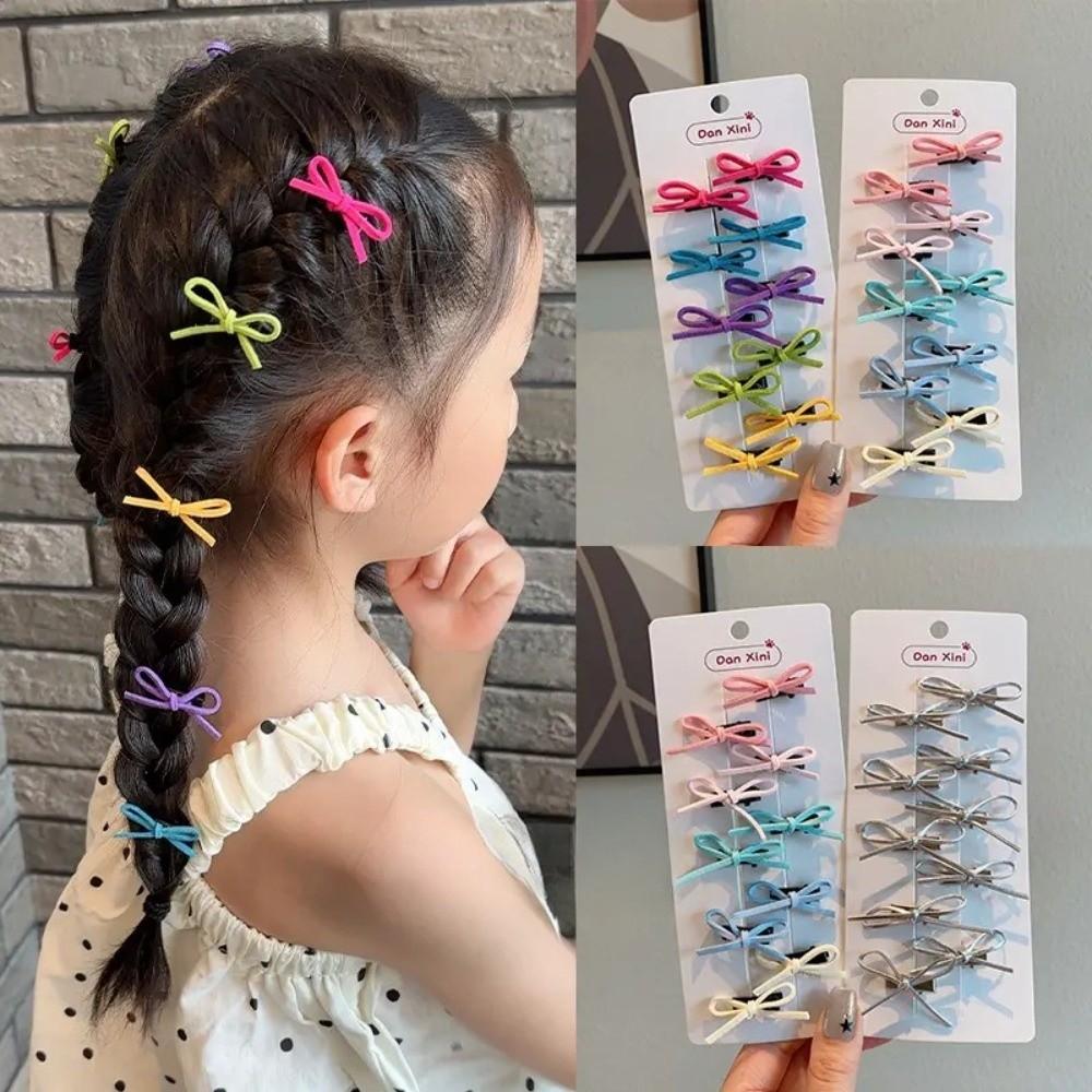 10pcs Dopamine Mini Sided Clips Bow Knot Braided Headwear Sweet Dopamine Hair Pins Hair Accessories