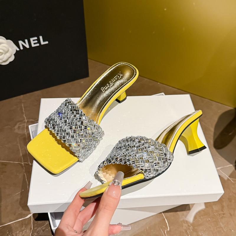 

Silver rhinestone sandals high heels cool slippers women s summer wear 2025 new summer with skirt slippers women s high heels 35