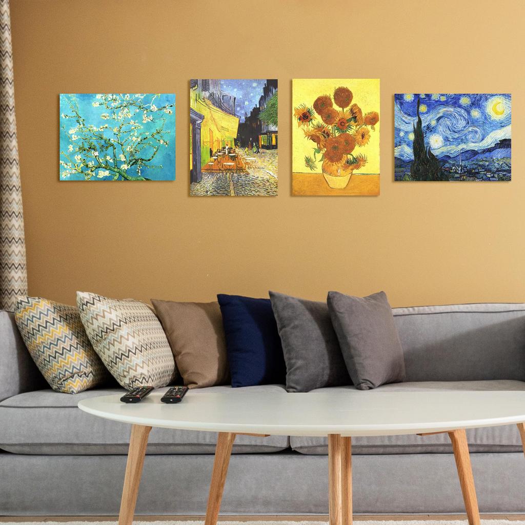 Fokenzary Van Gogh Diamond Painting Kit for DIY 5D Diamond Art Kit for Starry Night Sunflower Craft for Living Kids 4 Piece Wall Art Adults,