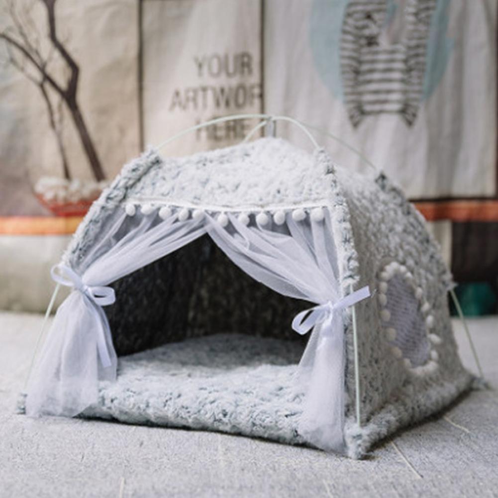 

Kolip Foldable Pet Tent Kitten Dog Cat House Semi-enclosed Pet Kennel Products Suitable For All Seasons Plush tent M