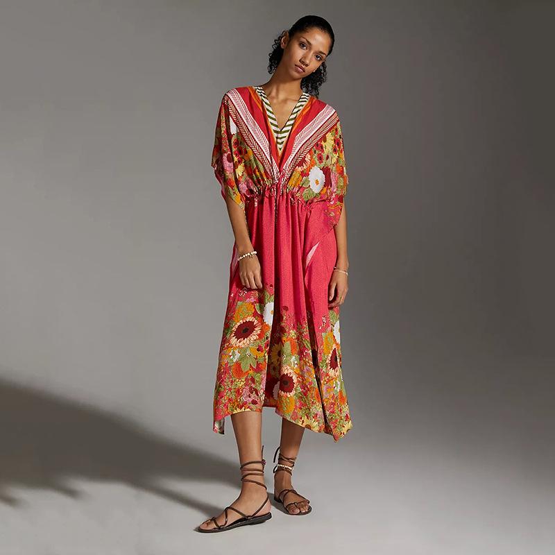 

Пляжная накидка на шнурке в европейском и американском стиле с принтом - Стройнящий купальник-бикини для женщин One Size