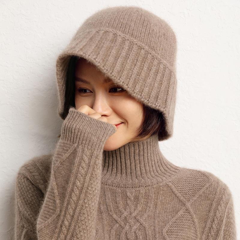 Cashmere Autumn and Winter New Women's Korean-style Flat Thickened Simple Fisherman Hat Top Knitted Hat