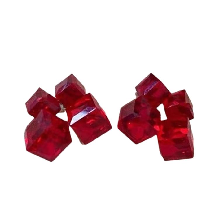 Кристальные стереоскопические квадратные серьги-гвоздики Геометрические серьги-гвоздики Стильные аксессуары для свадеб и свиданий 1