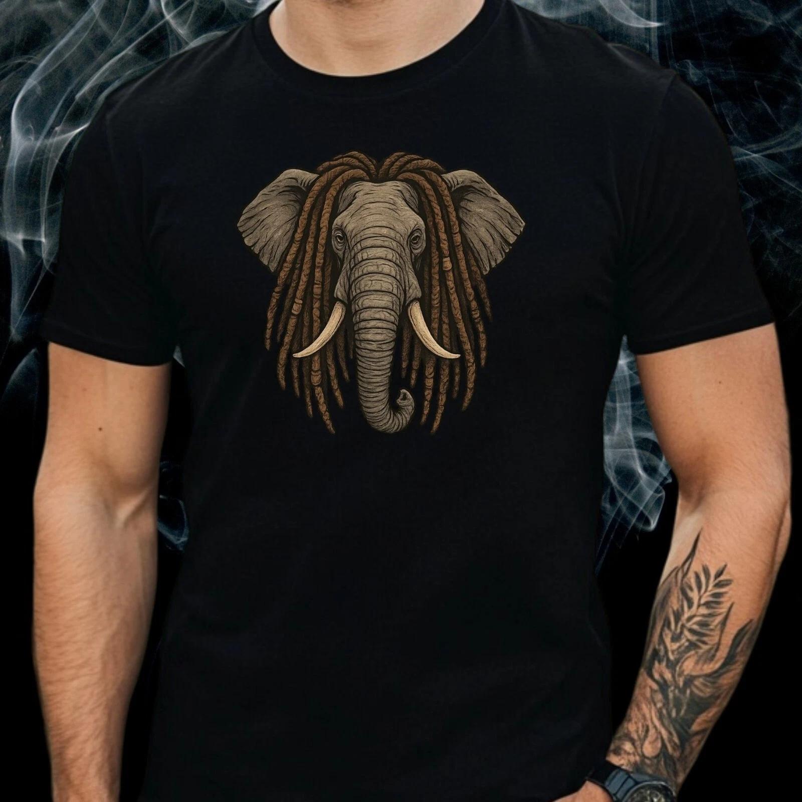 T-Shirt Herren Elefant mit Dreadlocks Motiv Baumwolle Größe S bis 5XL XL