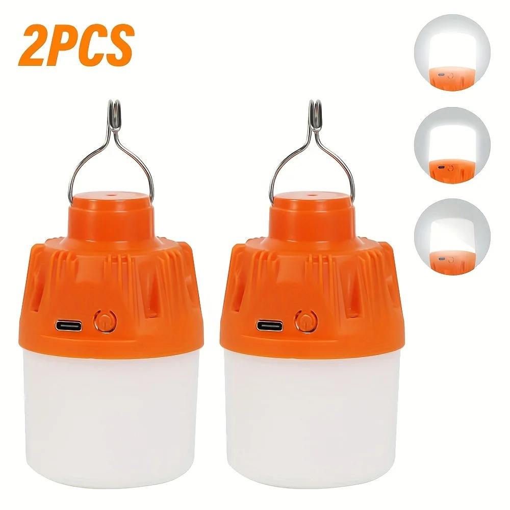 1/2/3/5/10PCS Portable LED Camping Light Bulb Outdoor Electric Lamp USB Charging 3 Lighting Modes White/Orange for Camping