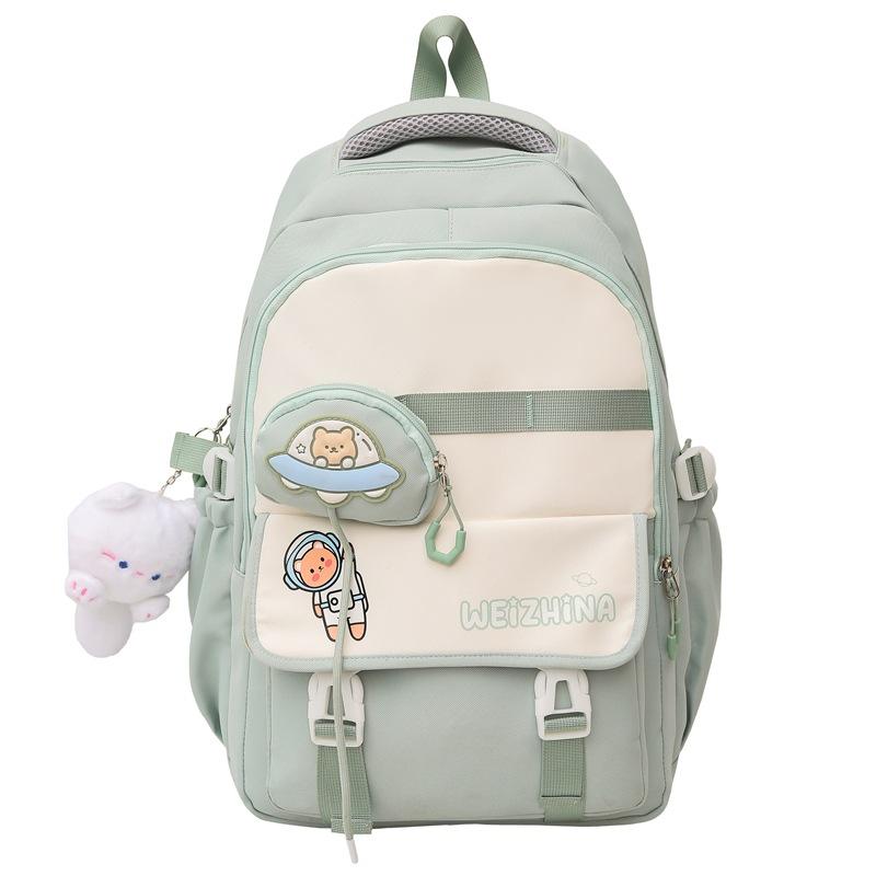 Autumn and Winter New High-Value Fresh Color-Block Letter Casual Backpack for Female Primary and Secondary School Students