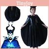Captivating Maleficent Sorceress Evil Queen Girls Fancy Dress Halloween Costume With Horned Headwear