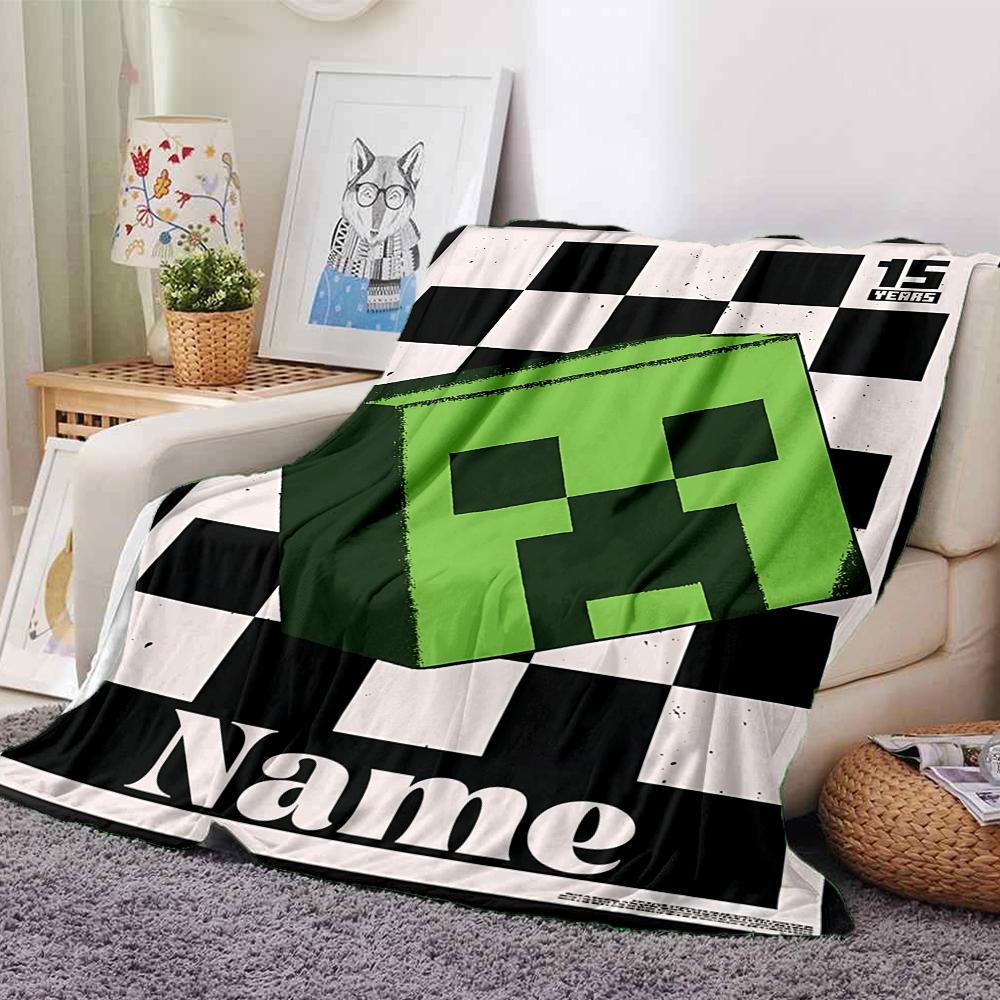 Custom Name Minecraft Adventure Quest Blanket for Couch & Bed, Plush Cozy Fuzzy Blanket Super Soft & Warm Blankets for Fall and Winter. 0908442