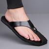 Herren Schwarz Leder Pantoffeln Einfache Flache Sommer Weiße Flip-Flops Outdoor Sandalen Braun Offene Zehen Strand Schuhe Übergröße