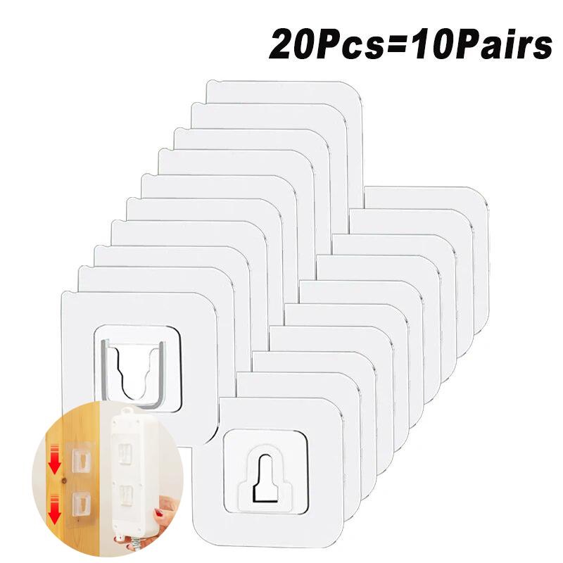 Double Sided Adhesive Wall Hooks Strong Wall Storage Traceless Transparent Hanger Bathroom Kitchen Bedroom Plug Socket Holders