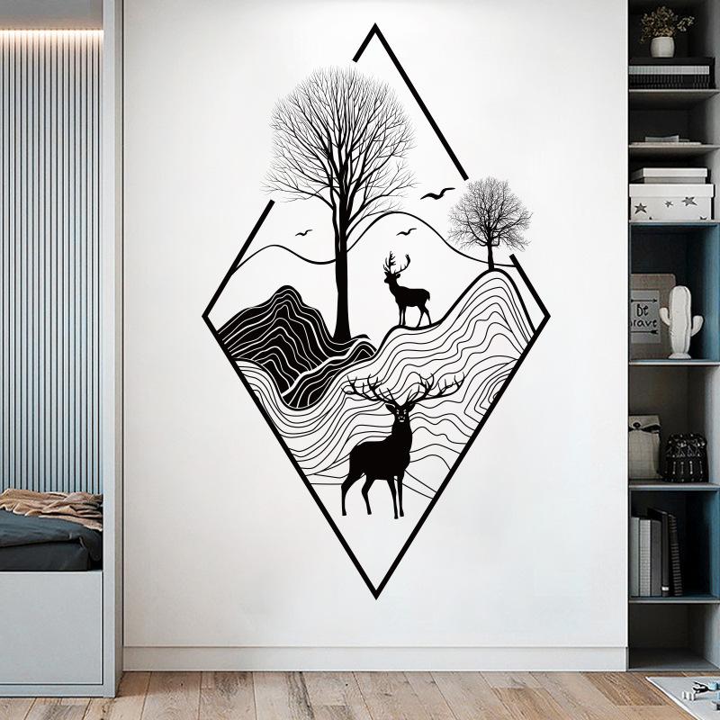 

Скандинавский стиль Ins олень дверные наклейки домашний декор съемные украшения для прихожей лестницы виниловые настенные наклейки 45x60CM