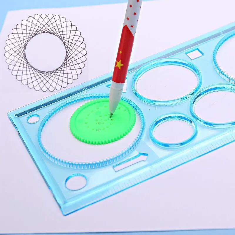 Spirograph Drawing Tools Set with Ballpoint Pen DIY Template Mathematical Roulette Drawing School Supplies Geometric Ruler TMZ