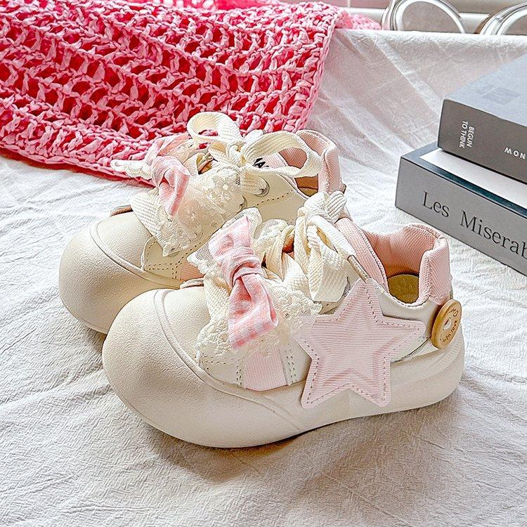 

Девочки 2025 весна новая маленькая белая обувь детская универсальная с круглым носком на высокой платформе повседневная спортивная обувь для скейтборда 29 розовый