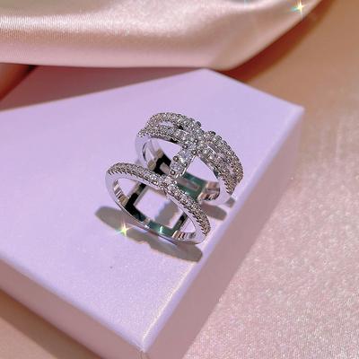 Anello Creativo Geometrico a Forma di I in Argento Sterling con Zircone Bianco Solido per Donne Regalo di Gioielli Spada di Cupido per San Valentino