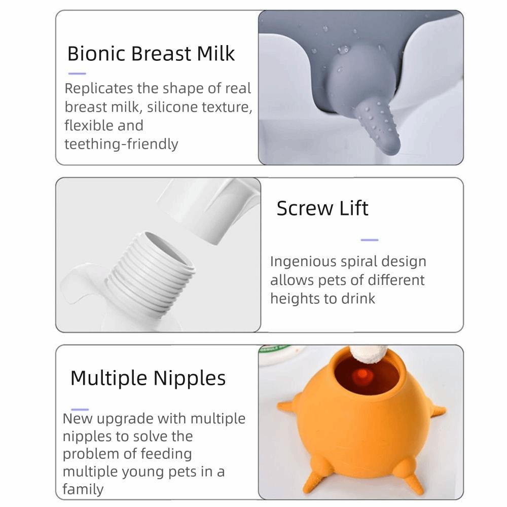 With 5 Nipples Pet Sucker Feeder Silicone Pet Automatic Nipple Feeder  Pet Dog Cat