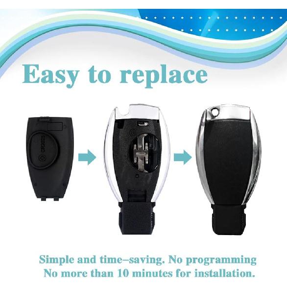 Car Key Rear Cover Replacement, Key Fob Cover, Car Accessories Key Shell Case Compatible with Mercedes Benz B-Class C-Class E-Class W204 3 Buttons