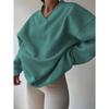 Elegant Fleece Top Women Pullover Regular Crew Neck Loose Fit Sweatshirt Casual Velvet Hoodie