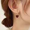 Luxury Red Heart Square Glazed Ear Cuffs