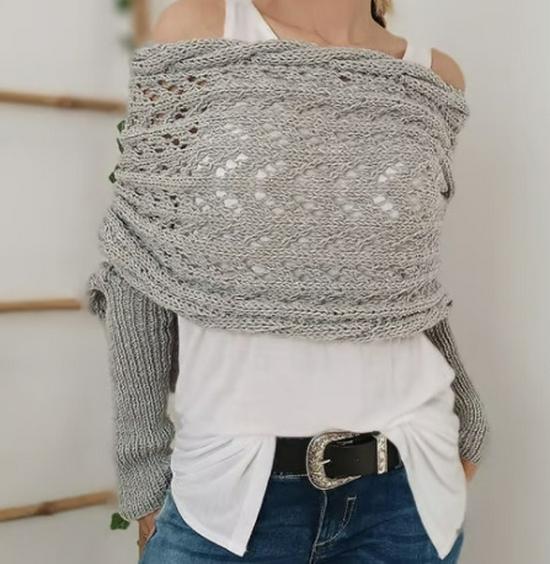 Women's High-Grade Knitted Meilun Shawl with Double Sleeves for Autumn and Winter