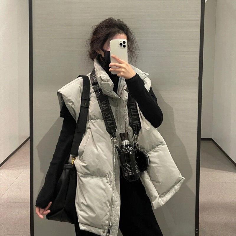 

2025 Women s Stand-Up Collar Down Cotton Vest - Sleeveless, Autumn/Winter Jacket. S (90-120 jin) серый