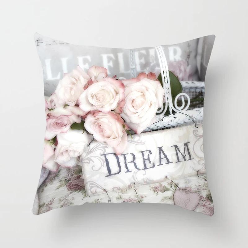 Flower Pattern Decorative Sofa Cushion Cover Pillow Pillowcase Throw Pillows Home Decor Pillowcove Pink 40x40cm 50x50 45x45