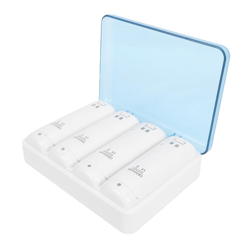 Battery Charger Fit for Wii Remote Controller 4 in 1 Charging Station with 4 Pack 2800mAh Rechargeable Battery USB Cable