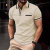 Pocket Patchwork Polo Men's Daily Casual Lapel T-Shirt Top