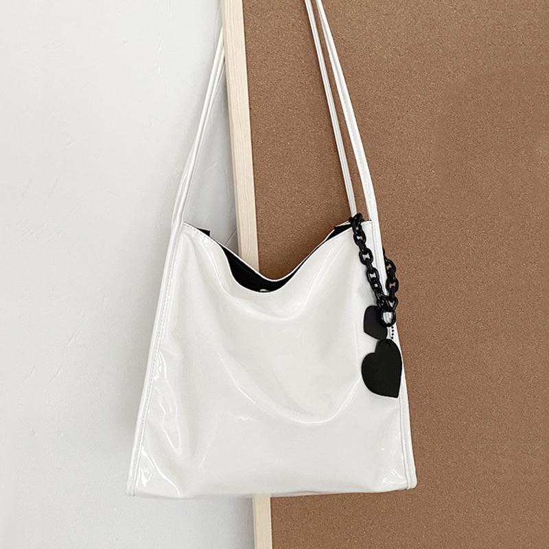 Fashion Patent Leather Women Shoulder Bags Vintage Female Casual Tote Handbags Large Capacity Ladies Shopping Bag