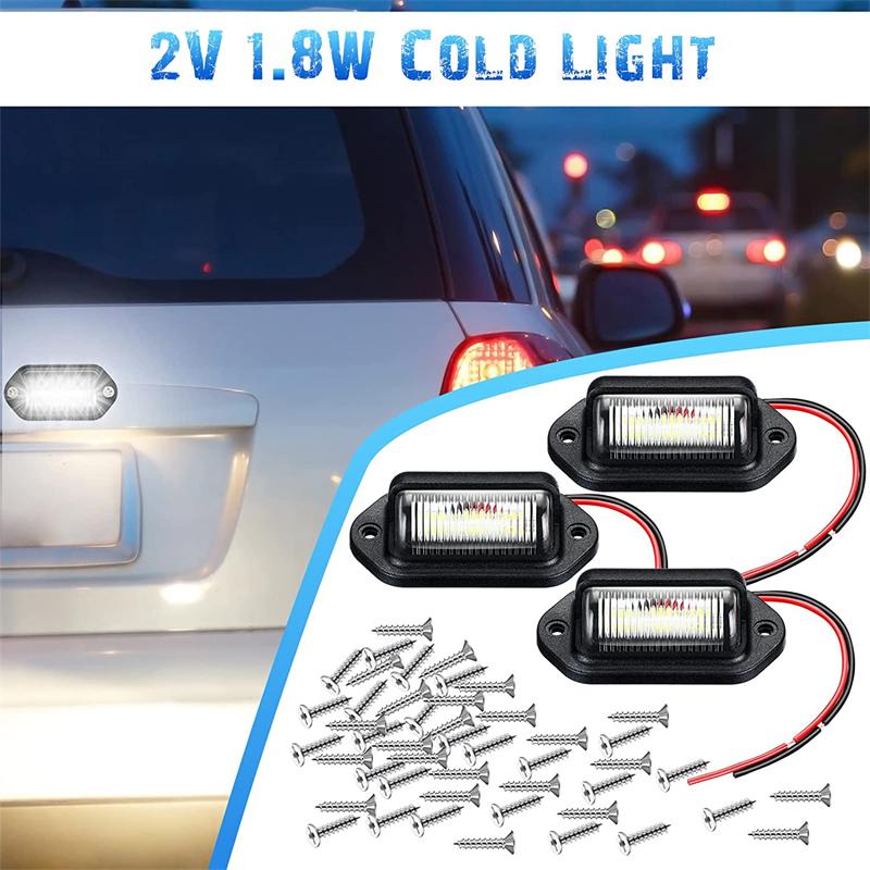 16Pcs 6 LED Car License Number Plate Light 12V for Truck SUV Van RV Trailer Waterproof Tail Light License Plate Lights Lamp