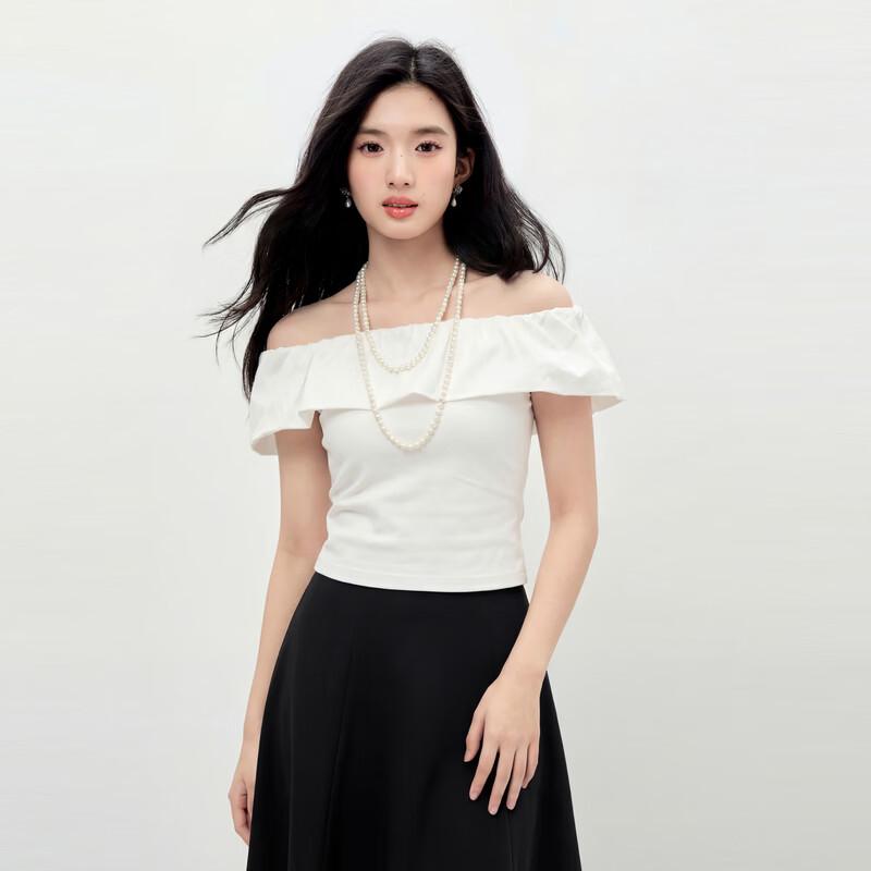 Qiusui Yiren Women s Classic Pleated Waist T-shirt L