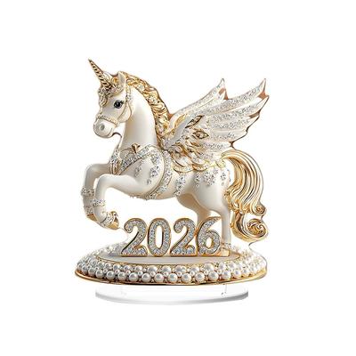2D Acrylic Ornament 2026 Year Of The Horse Desktop Decorate Miniature Statue Pony Festival Decor Home Office New Year Gift
