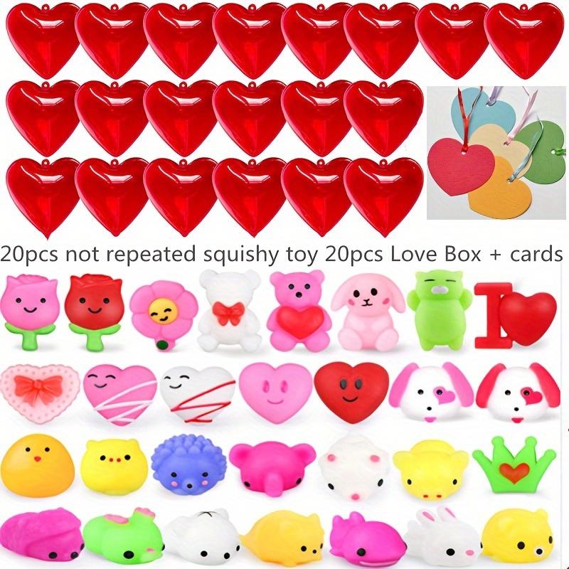 

20PCS Valentine Mochi Squishy Toys Filled Hearts with Valentine Cards for Kawaii for Valentine Classroom Exchange Toys Classroom OneSize білий