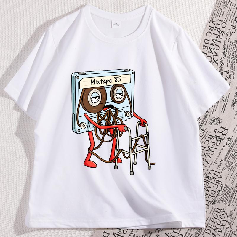 Funny Old Cassette Tape Tshirt Casual Cotton Short Sleeve Round Neck Tshirt Vintage Game Graphic Tees Men Women Clothing