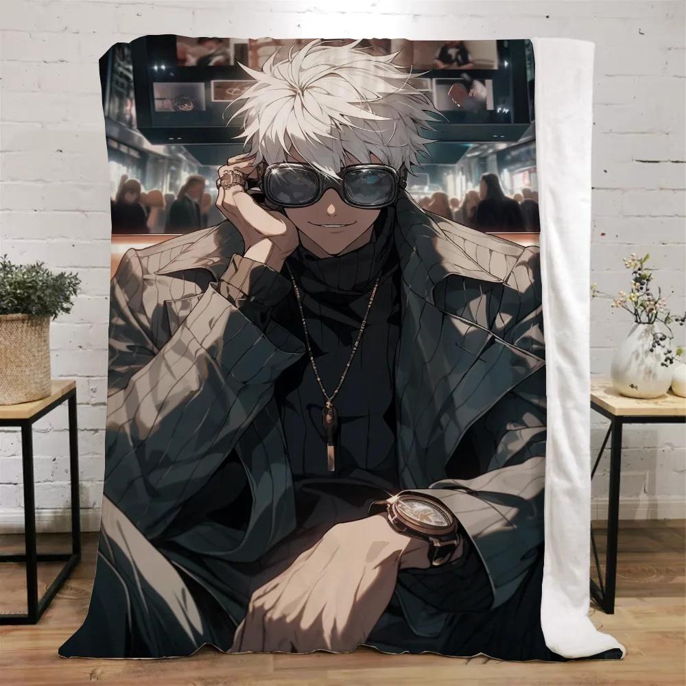Jujutsu Kaisen-Gojo Satoru Fleecedecke Groß Luxuriöse Decken und Überwürfe Strandtuch Bettüberwurf Mikrofaser Bettwäsche Flauschig Kariert