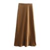 Kaslead New Arrival Women's Fashion Style Fashion Casual Easiest for Match Fine Acetate Satin Elastic Waist Zipper Skirt