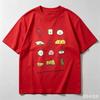 Unisex Pure Cotton Casual Cute Food Character Tshirt Cartoon Bread Fruit Print Short Sleeve Loose Fit Top For Daily Wear