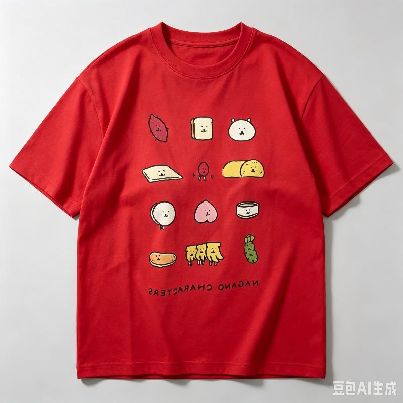 Unisex Pure Cotton Casual Cute Food Character Tshirt Cartoon Bread Fruit Print Short Sleeve Loose Fit Top For Daily Wear