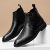 Men's Formal Ankle Boots British Trend Pointed Toe Business Casual Leather Big Size Designer Chelsea Slip-on Comfortable Shoes