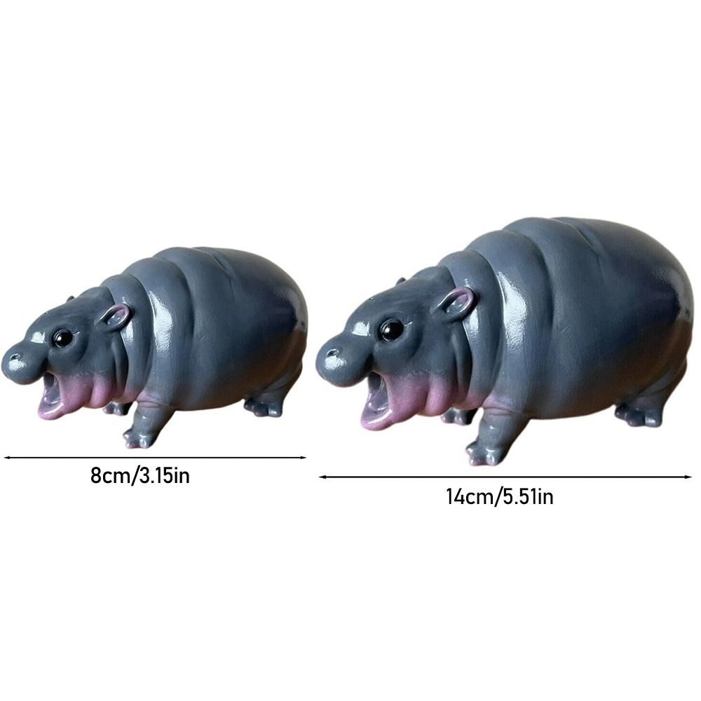 Kawaii Hippo Resin Figurine Pygmy Resin Statue Gifts Hippopotamus Ornaments  for Christmas