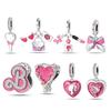 Original Charms Copper Pink Girly Heart-Shaped Charms Bead Fit 3Mm Original Bracelet Womens Diy Fine Jewelry Gifts