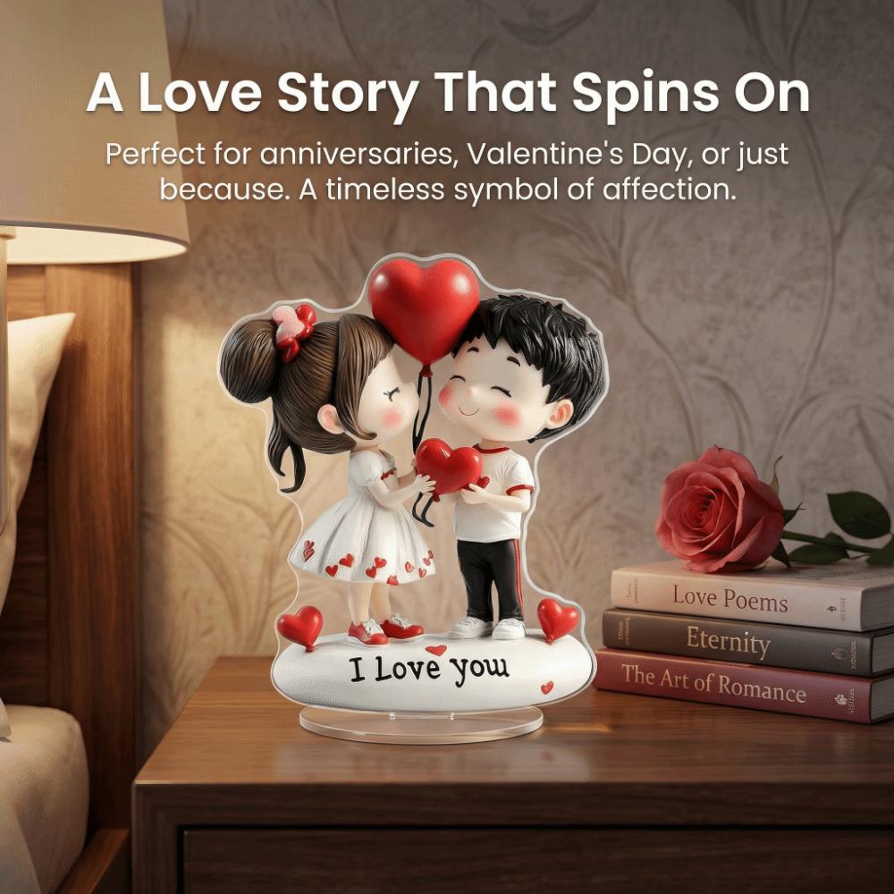 Creative Balloon Valentine's Day Decoration 2D Sweet Acrylic Rotating Ornament Gifts Couple with Love Ornament Party