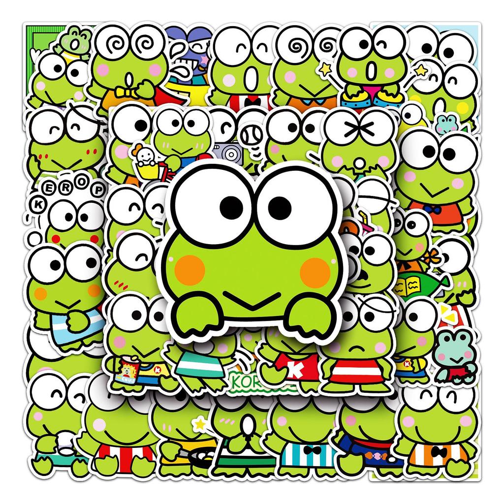 53 Sanrio Keroppi Cartoon Sticker Set for Suitcases, Laptops, and Phones