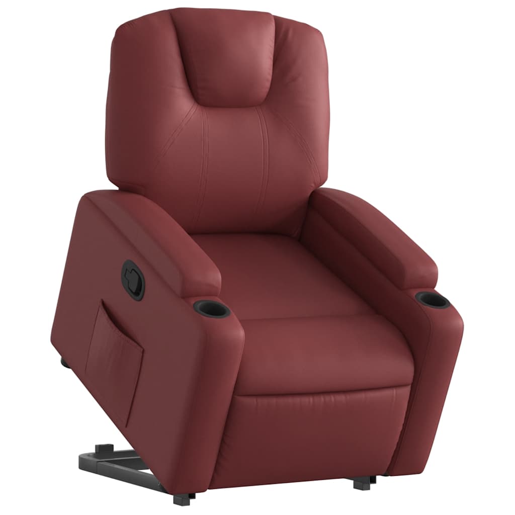 Recliner Chair with Rising Function Burgundy Artificial Leather