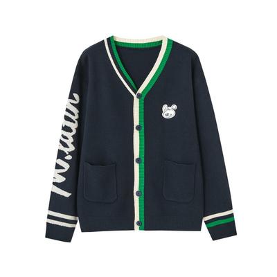M.Latin Unisex Kids' Letter Jacquard Cardigan Sweater